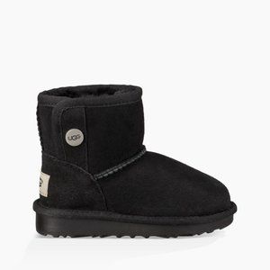 NEW UGG JONA SUEDE‎ SHEARLING GIRL'S MINI SHEARLING LINED BOOTS BLACK